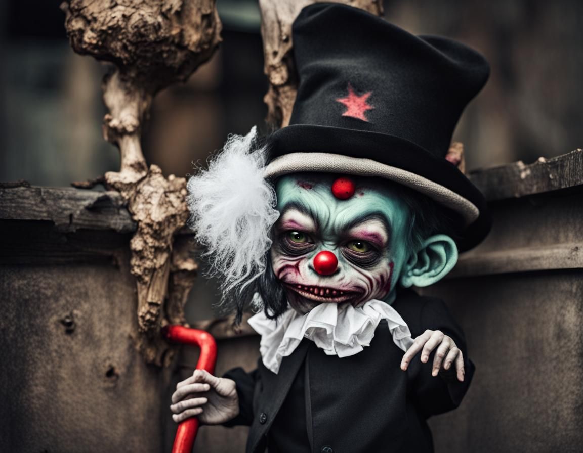 Disturbing Zombie Monkey Clown Portrait