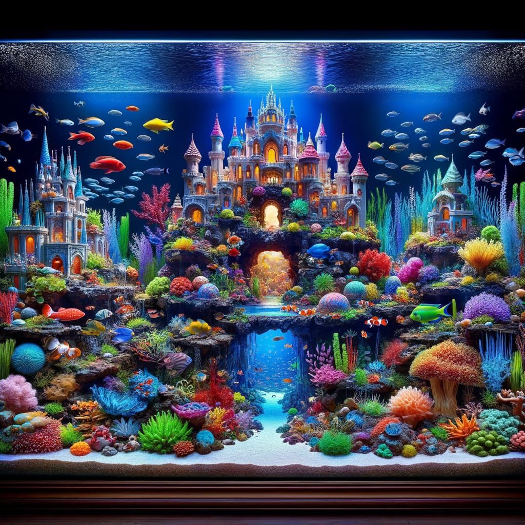 Vibrant 55 Gallon Saltwater Aquarium with Diverse Marine Lif...