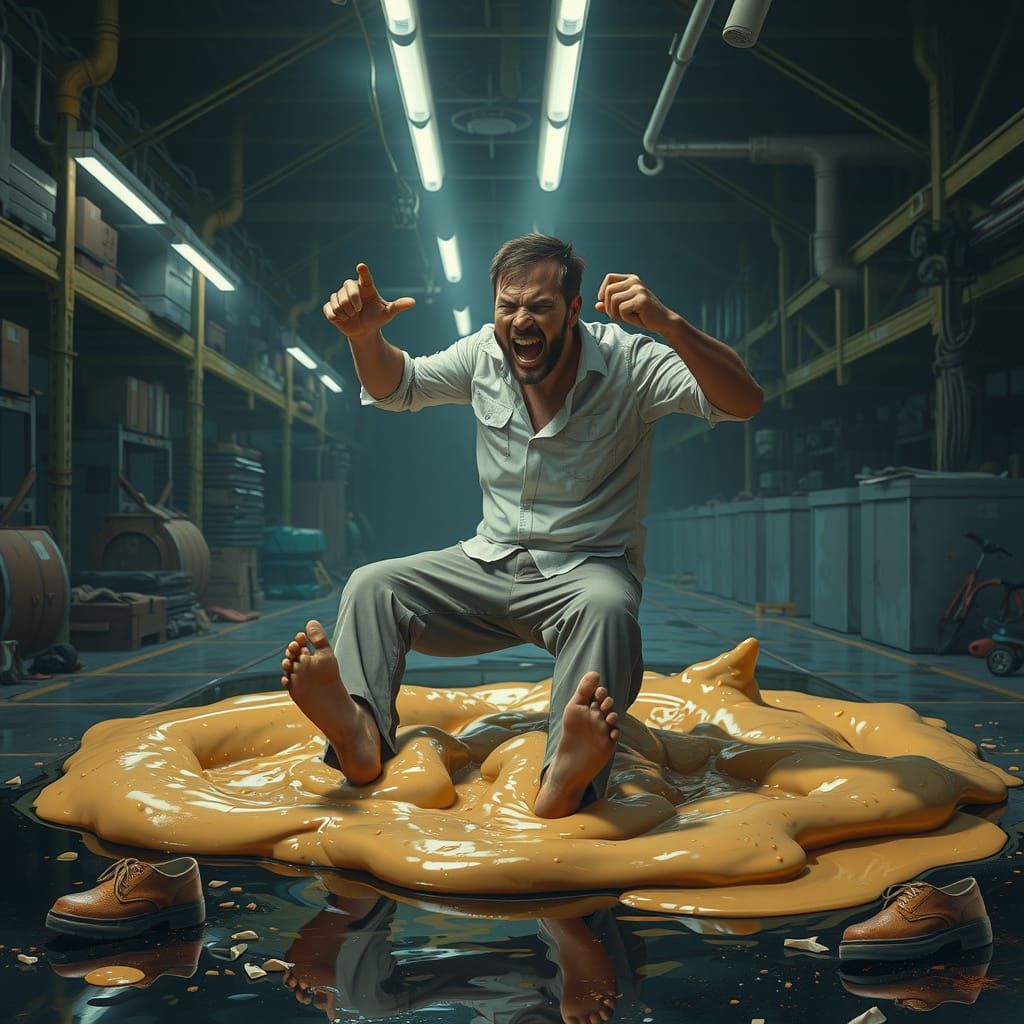 Man Trapped in a Sea of Sticky Glue