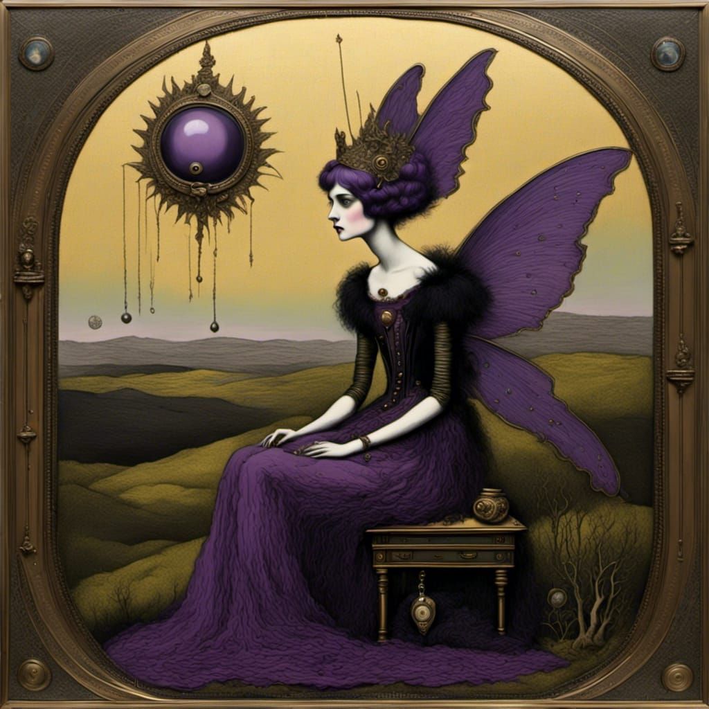 Purple Goth Fairy of Imagination in Digital Art