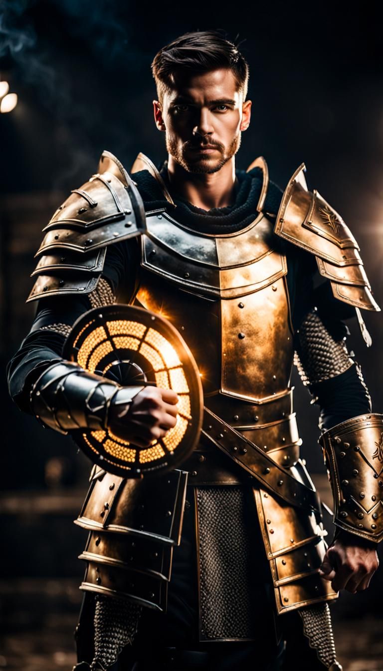Armored Warrior Portrait in 8K with Dynamic Lighting