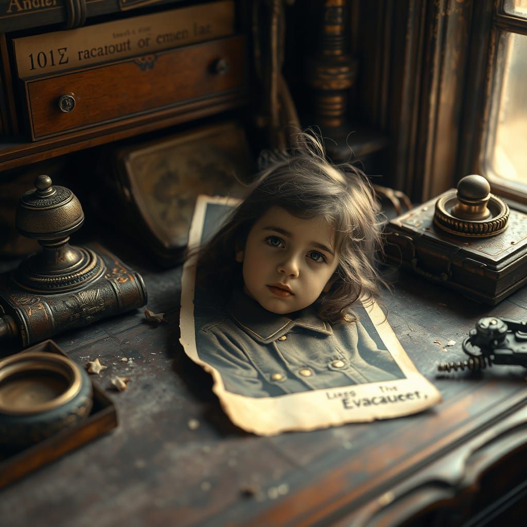 Nostalgic Kindertransport Scene with Golden Light