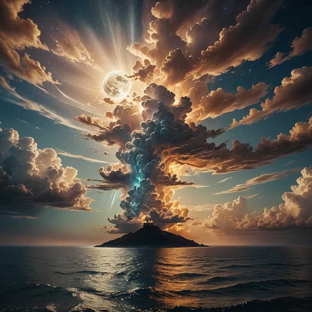 Celestial Entity Ascends in Golden Light