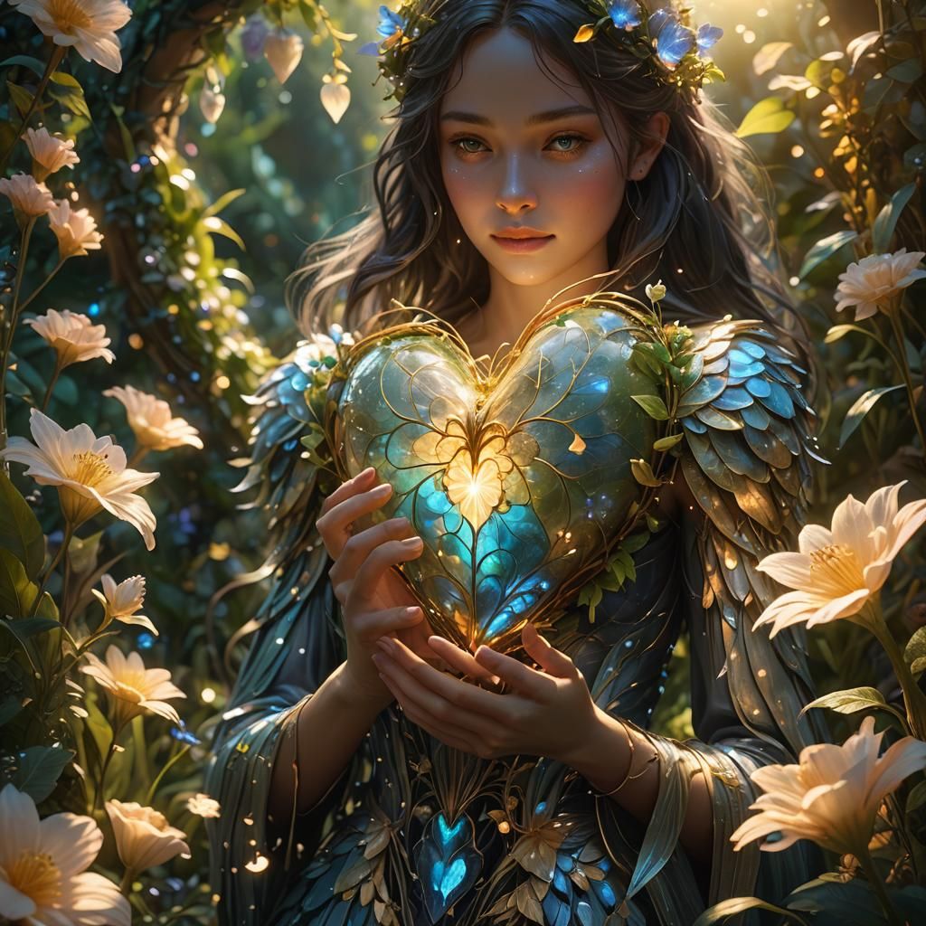 Ethereal Being with Glowing Heart: Fantasy Concept Art