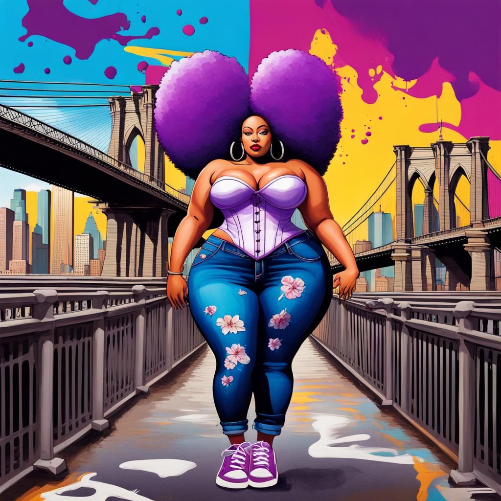 Plus-Size Jessica Rabbit Graffiti Art on Brooklyn Bridge