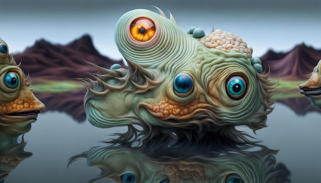 Extravagant Alien Characters in Bizarre Cosmic Dreamscape