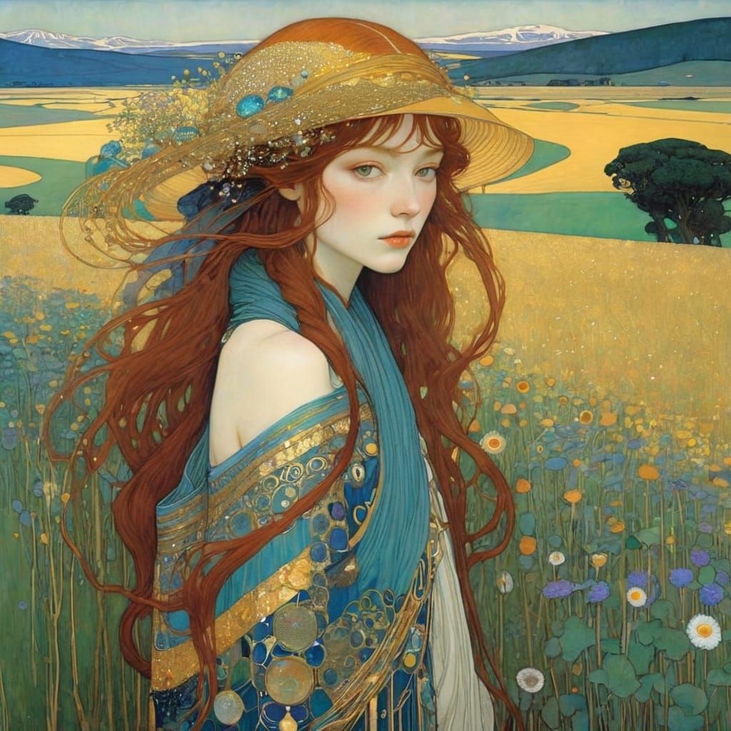 Abstract Portrait in Art Nouveau Style