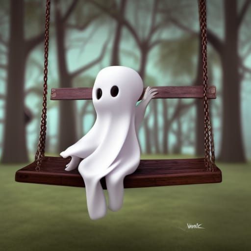 Adorable Ghost has a Thoughtful Swing