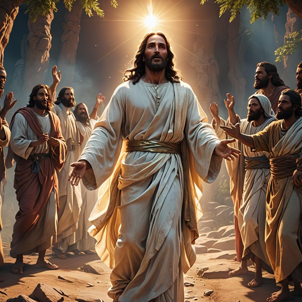 "Jesus he was transfigured before them, and his face shone l...