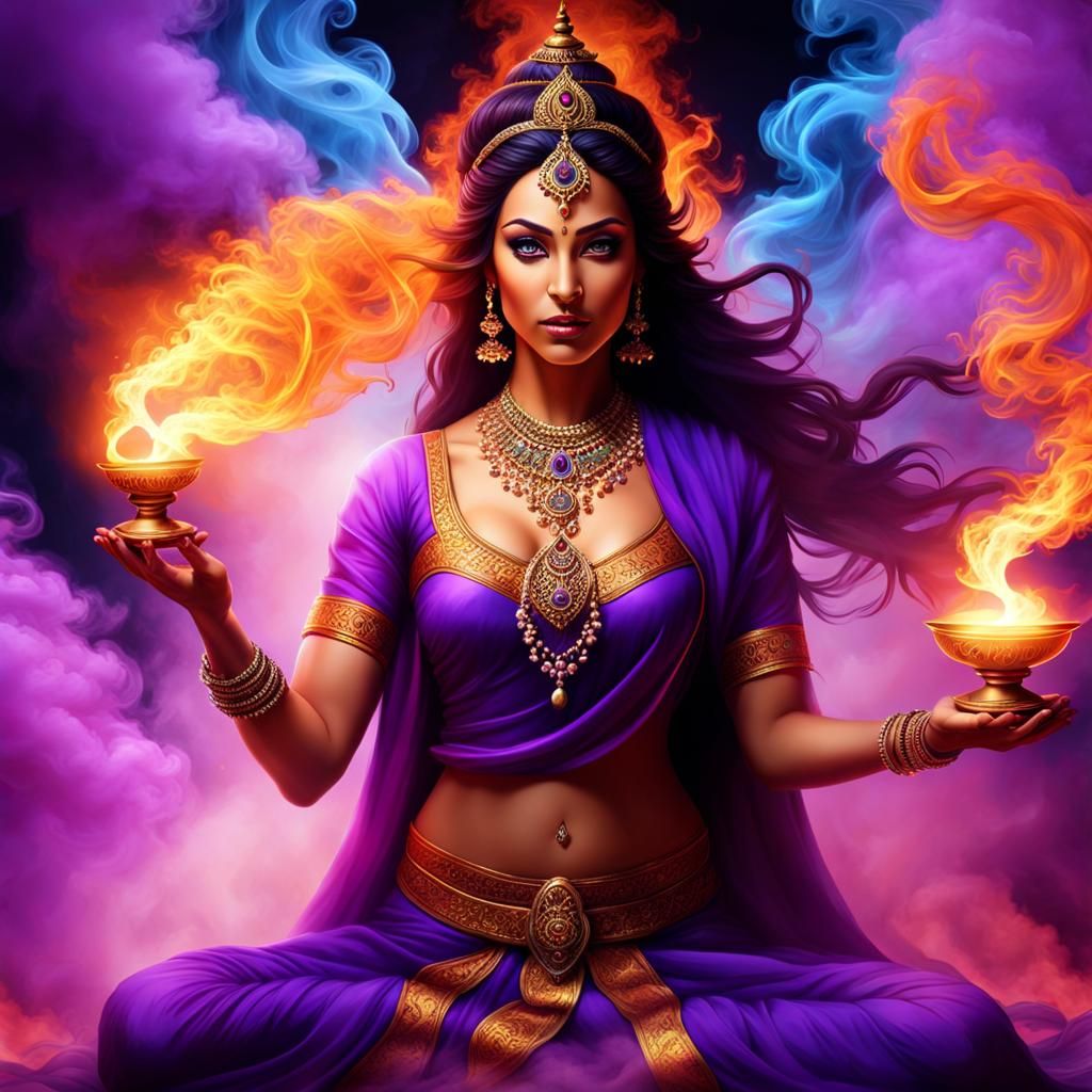 Mythical Jinn Emerges from Magic Lamp