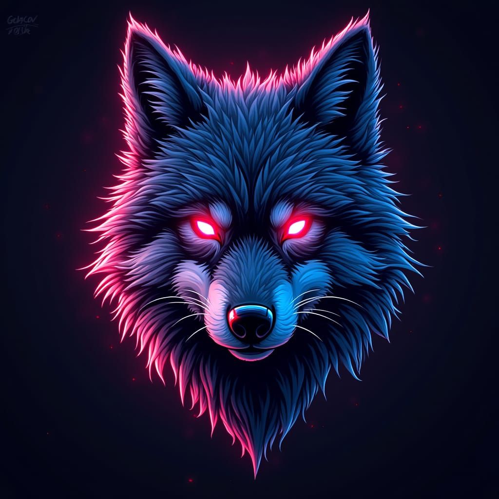 Furious Gaming Wolf in Distorted RGB Light