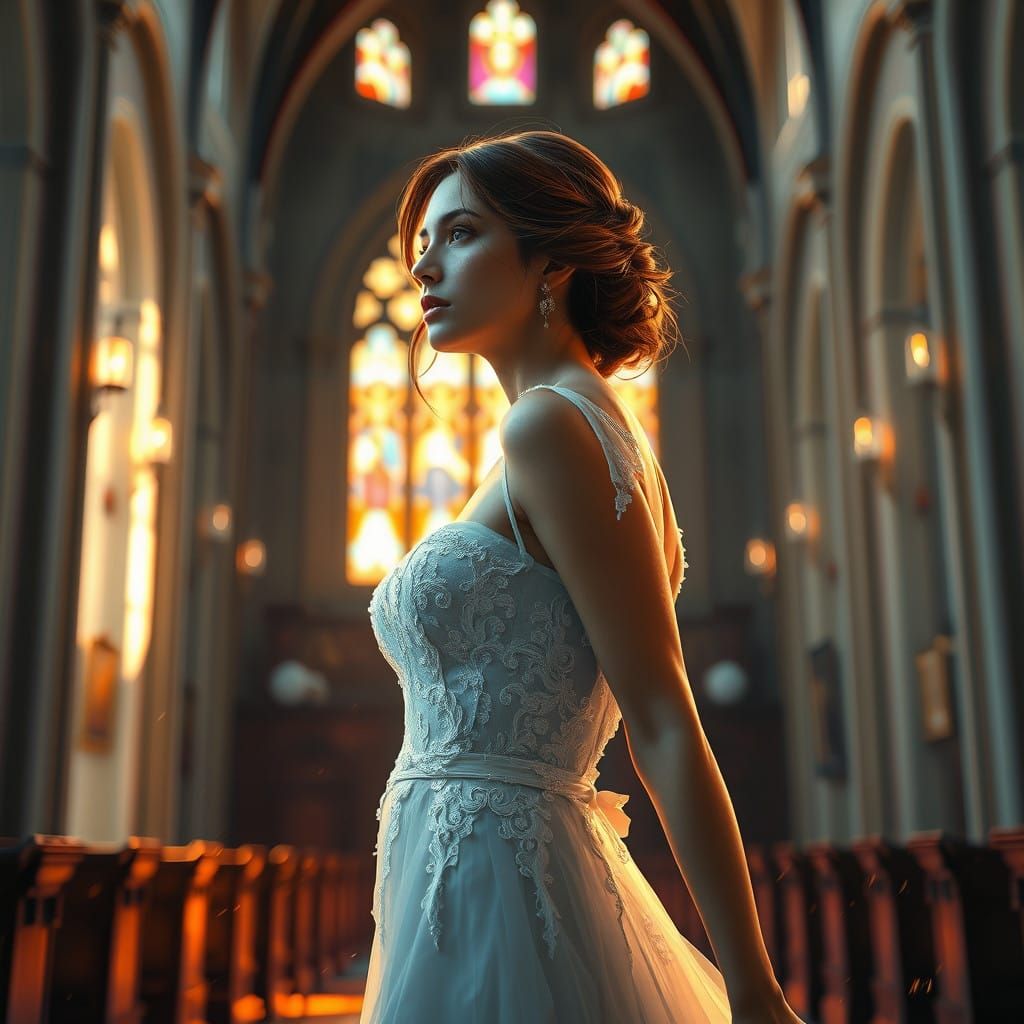 Ethereal Bride in Splendid Church Portrait