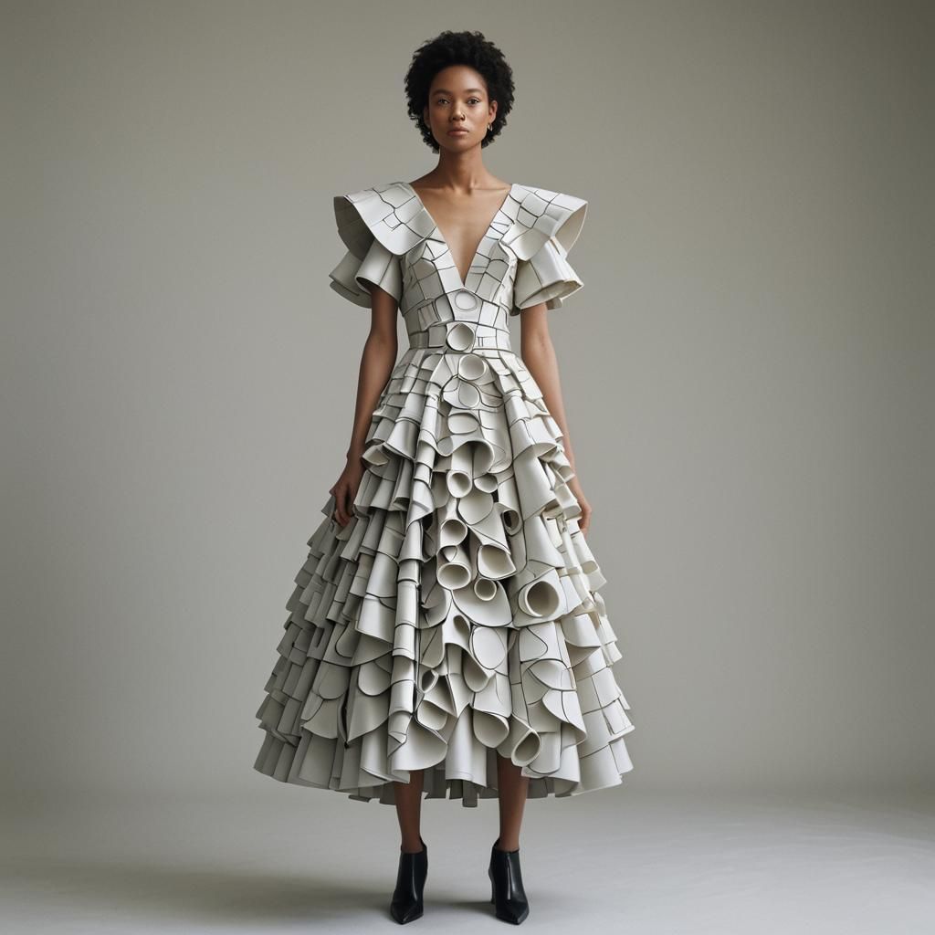 Woman in Neo Dress: A Fashionable AI Creation