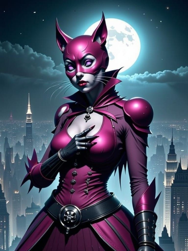 Furry Catwoman on Empire State Building at Night
