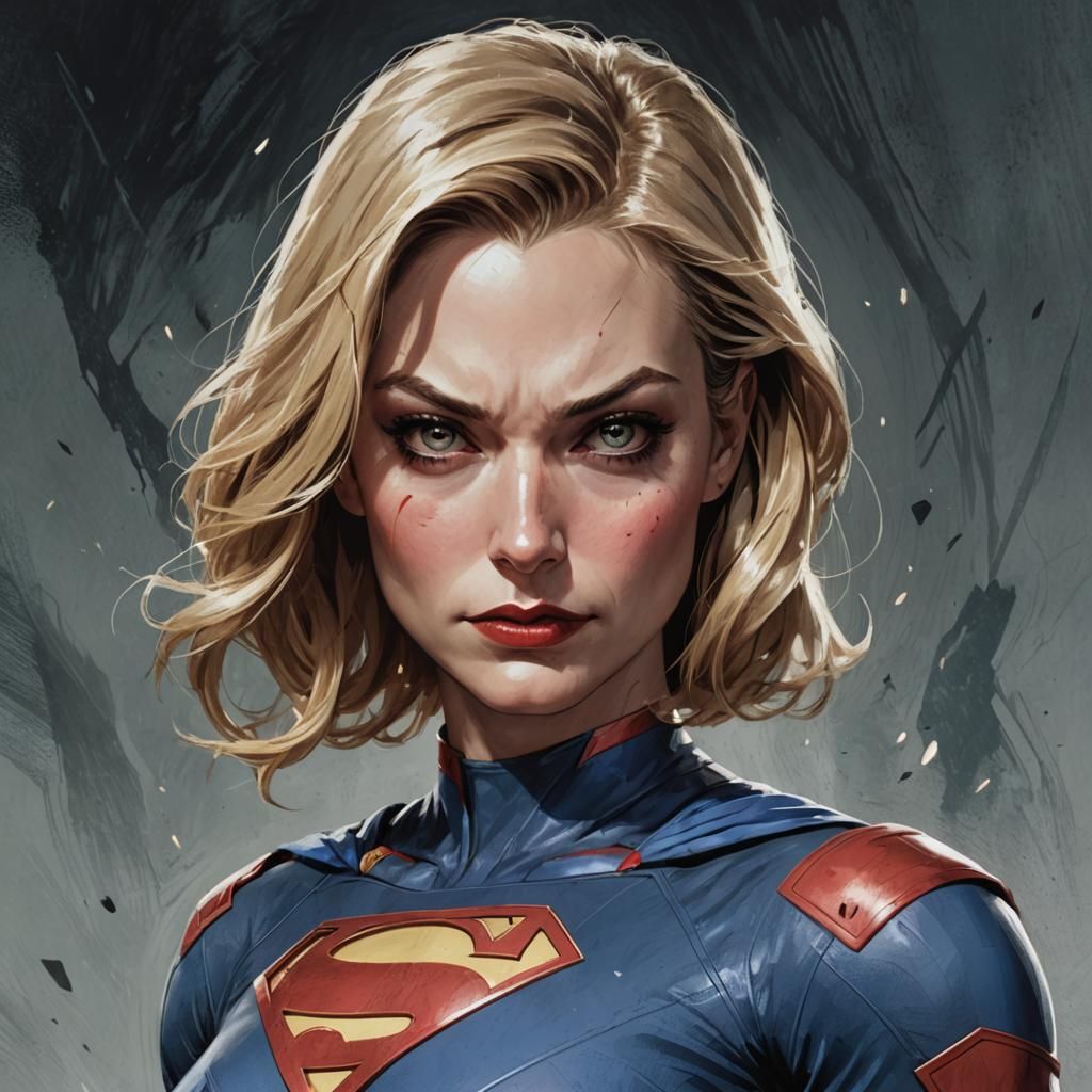 Sinister Supergirl Artwork in Greg Rutkowski Style