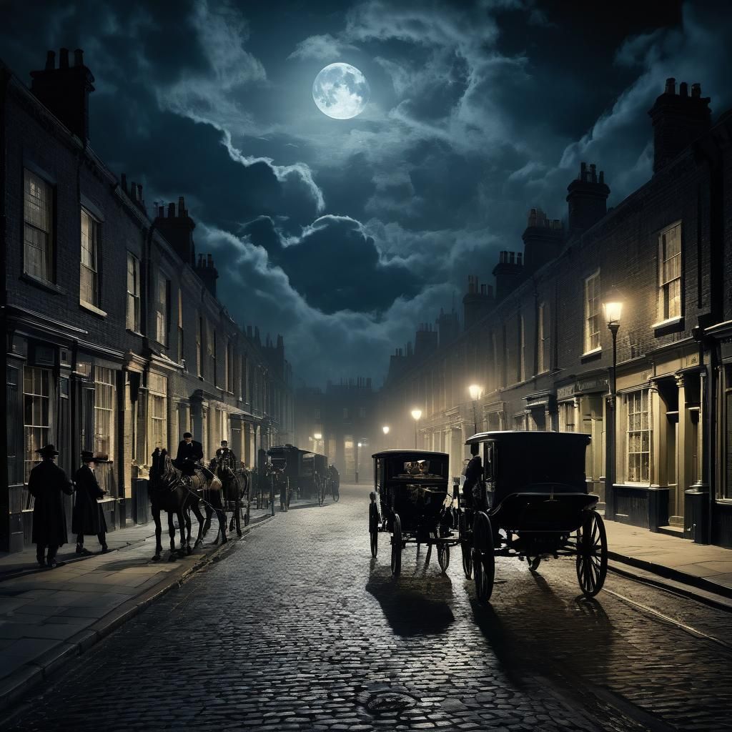 Victorian London Street at Night