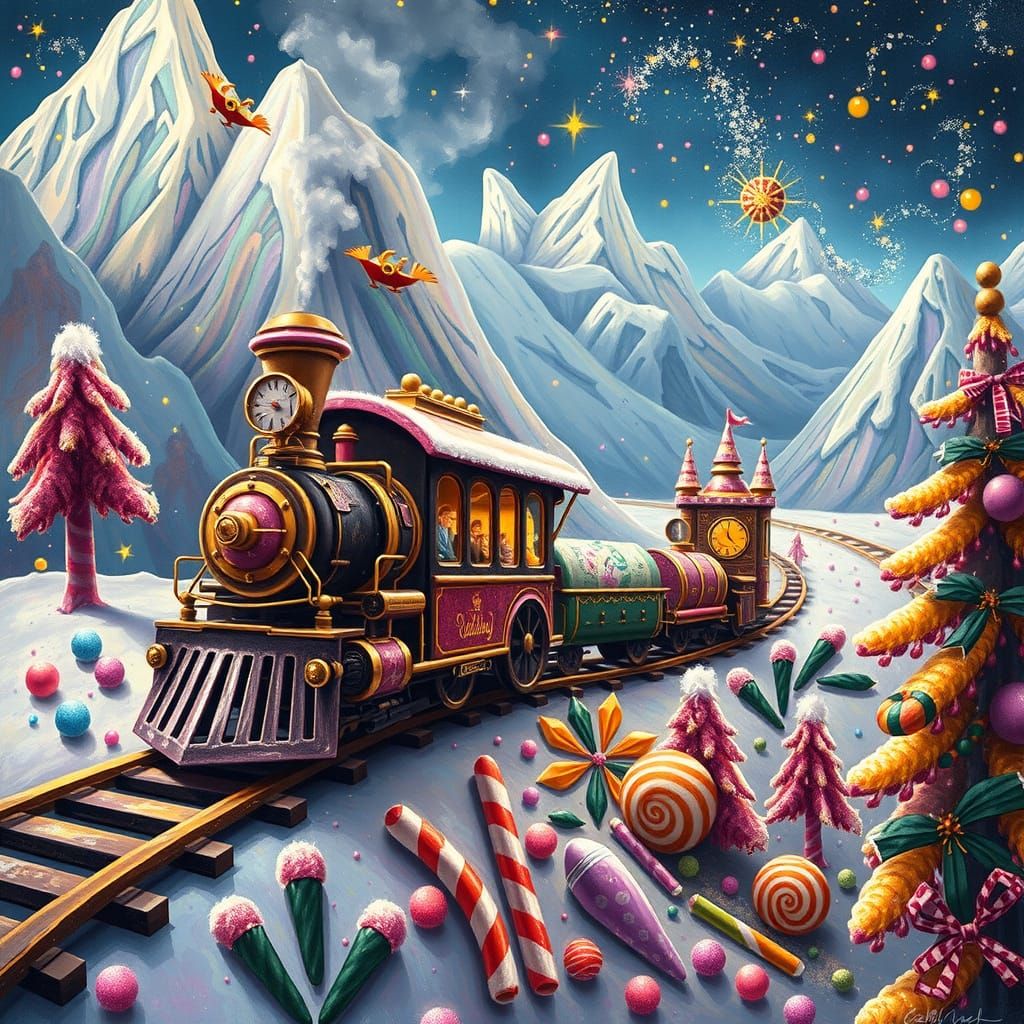 Steampunk Candy Train Ascends Sugar Mountain
