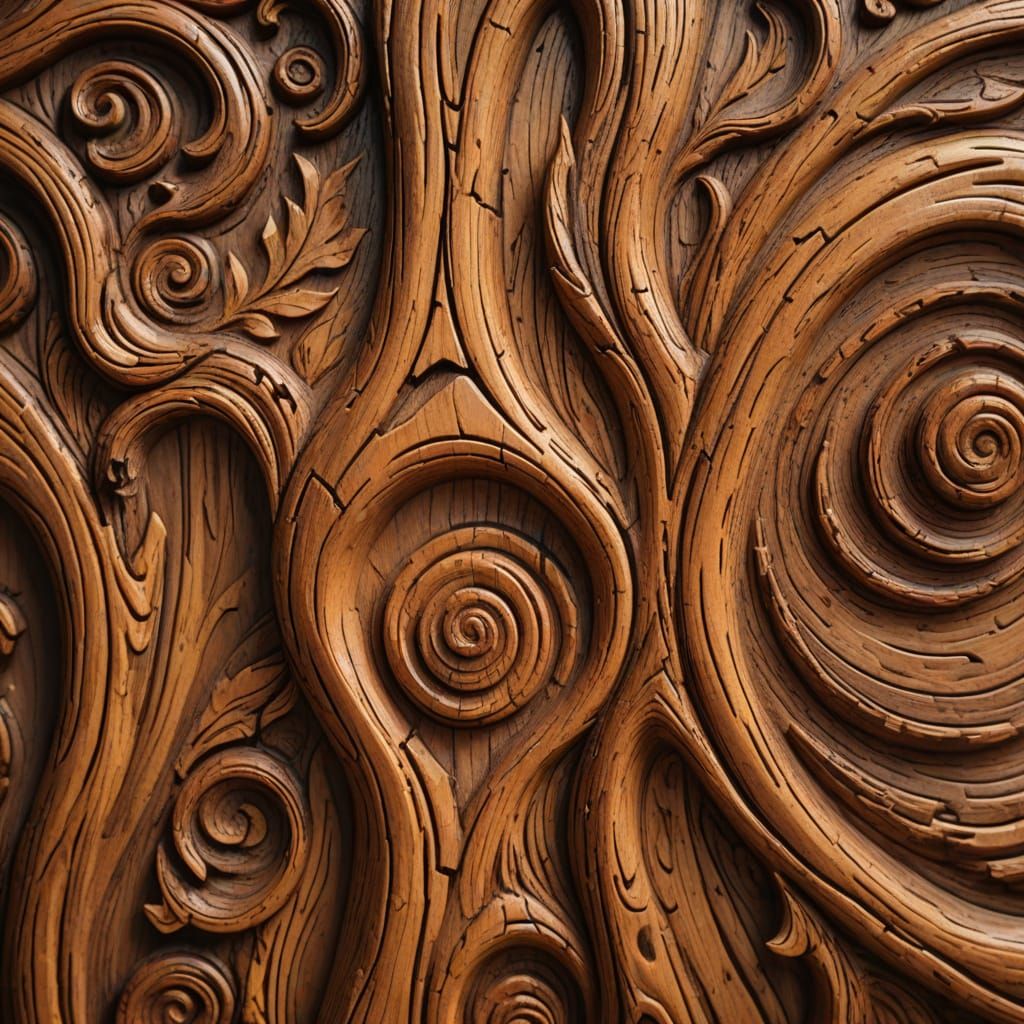 Rustic Wood Art Close-Up With Golden Lighting