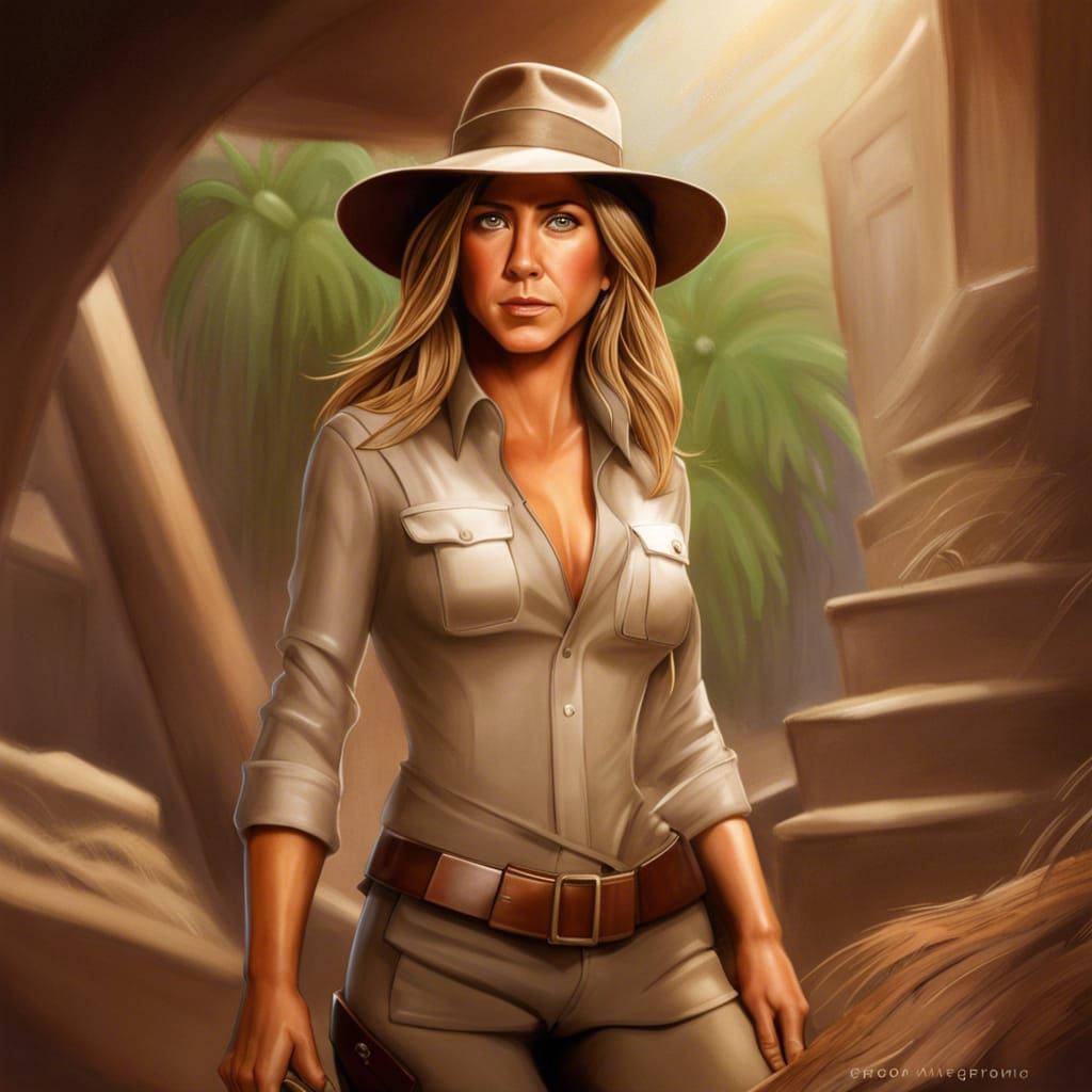 jennifer aniston in Indiana jones costume