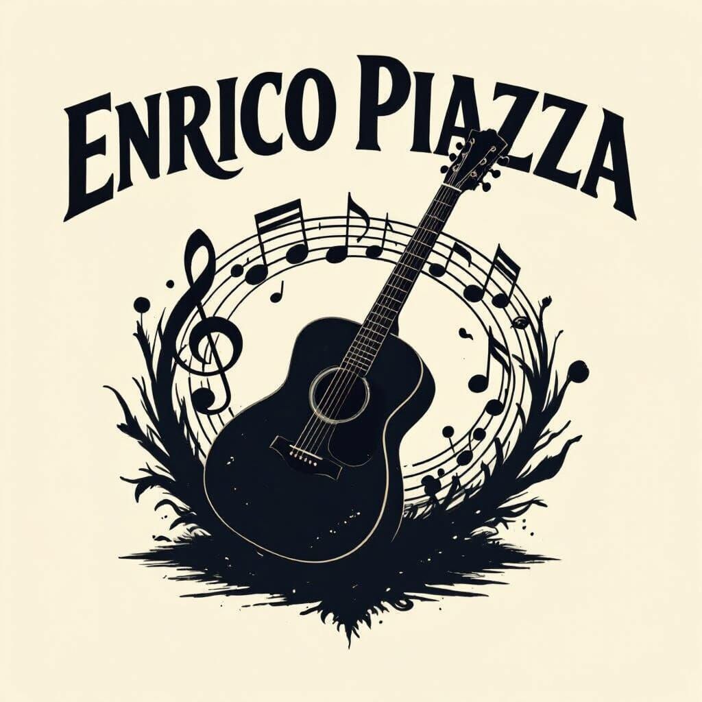 ENRICO PIAZZA Musician Logo with Acoustic Guitar