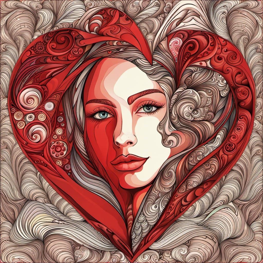 Heart Surrounded by Woman: Abstract Fractal Art
