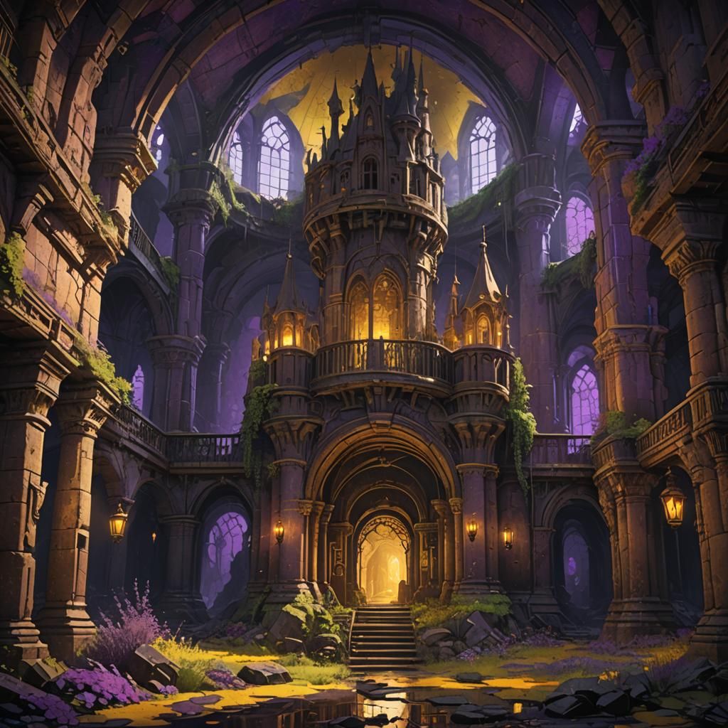 Abandoned Underground Castle in Dark Fantasy Style