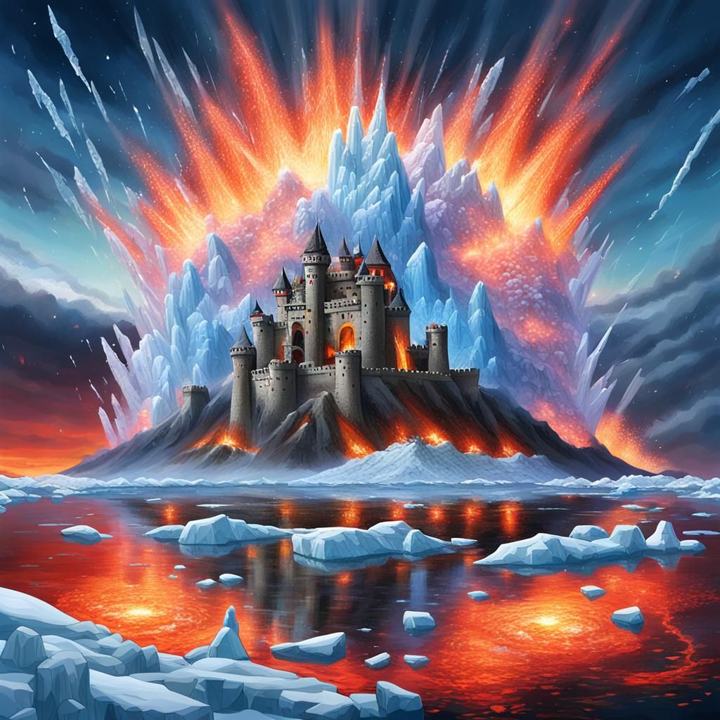 Ice Castle Inside Exploding Volcano