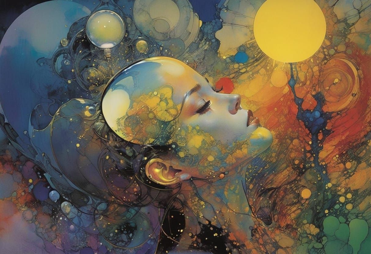 Surrealist Masterpiece in Vibrant Ink Art