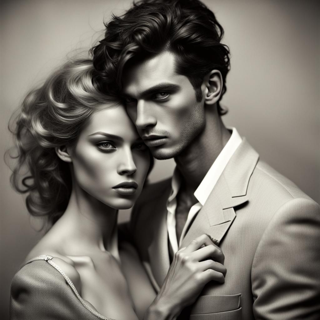 Minimalist Couple Portrait in Soft Lighting