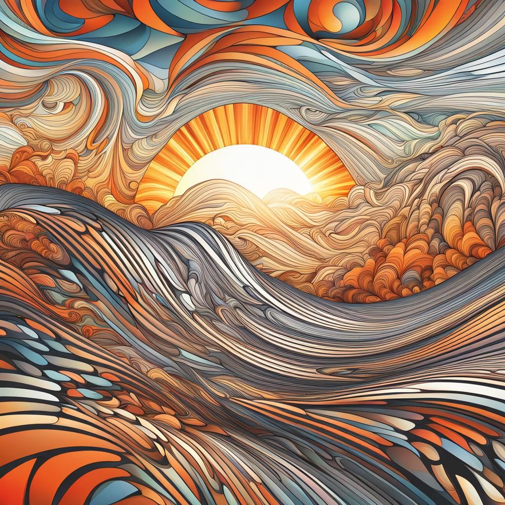 Atlanta Sunset Abstract Vector Fractal Art