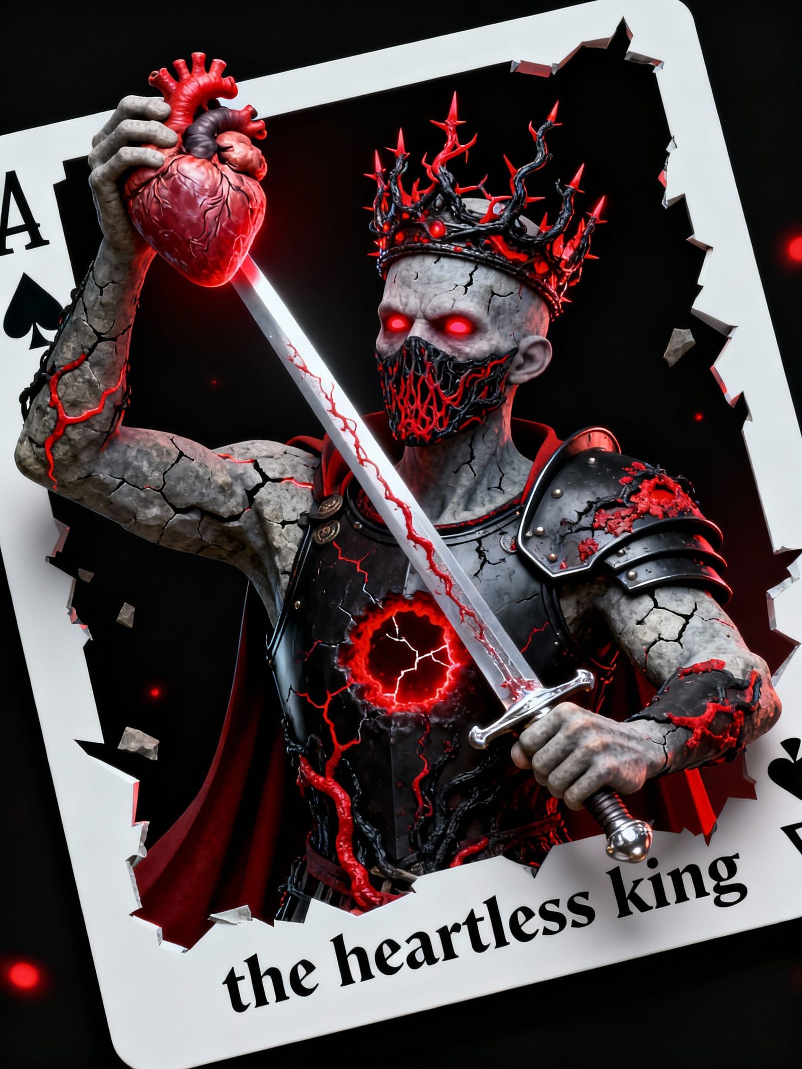 The Heartless King: A Solitaire Card in 3D