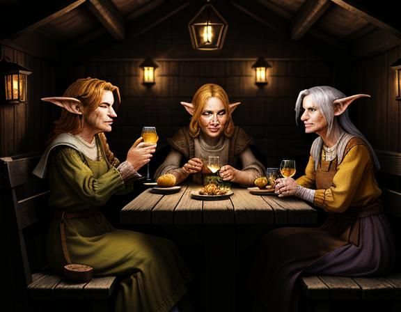 Goblins Drinking Cocktails in a Cozy Tavern