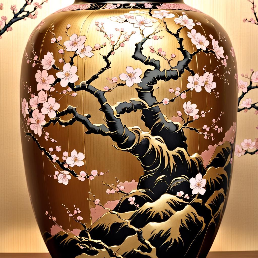 Japanese Vase in Kanō School Style