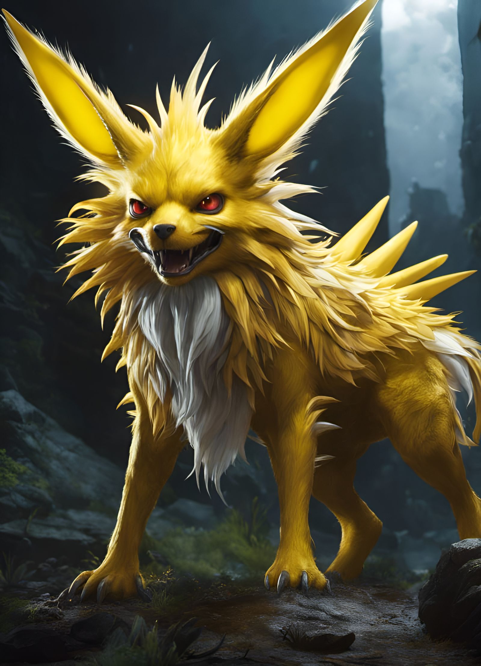 Jolteon as a Hyperdetailed Digital Monster