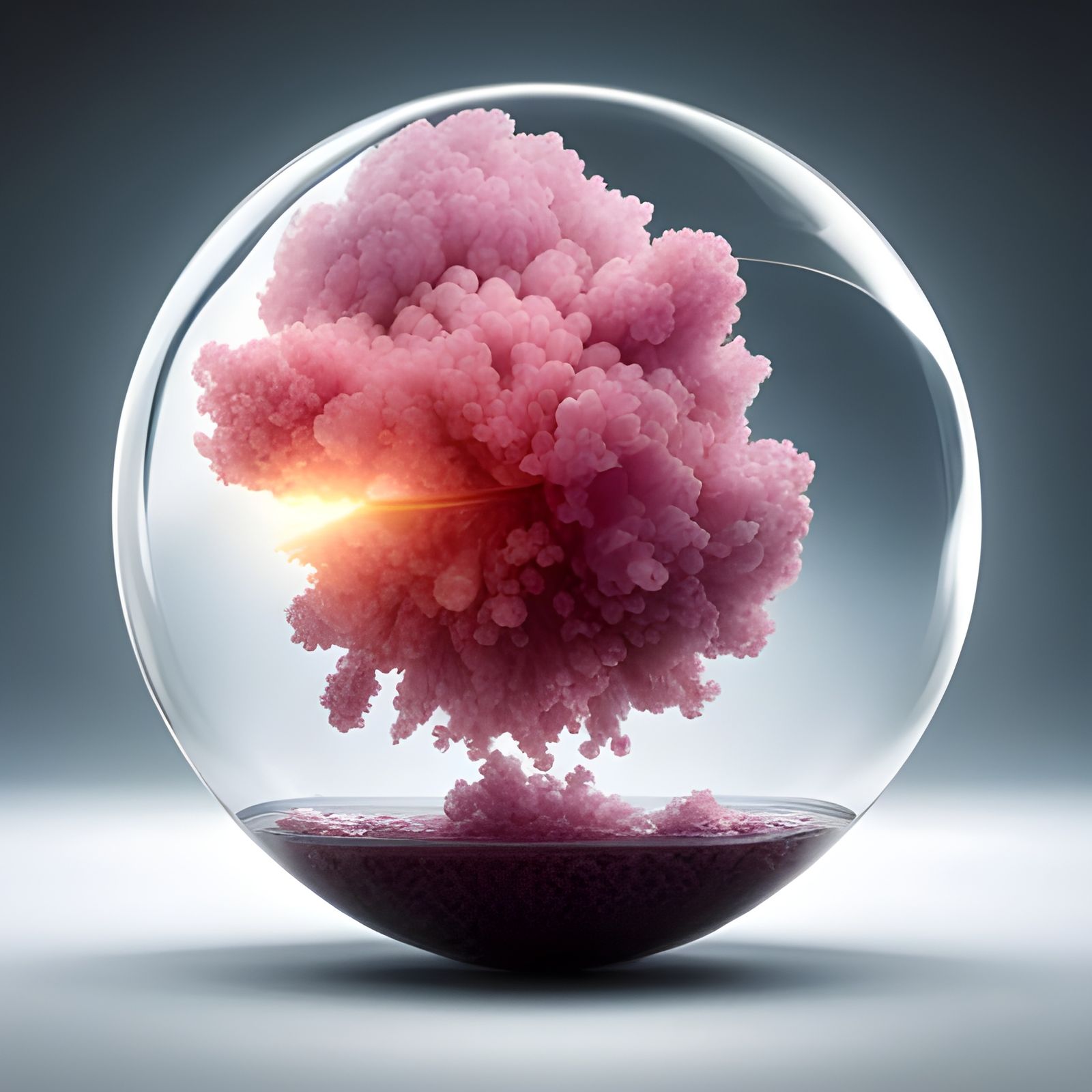 Hyperrealistic Water Sphere with Sunlight and Bokeh