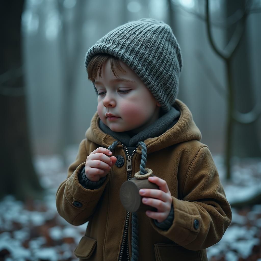 Wintry Forest: Boy in Dreamy Reverie, Matte Painting