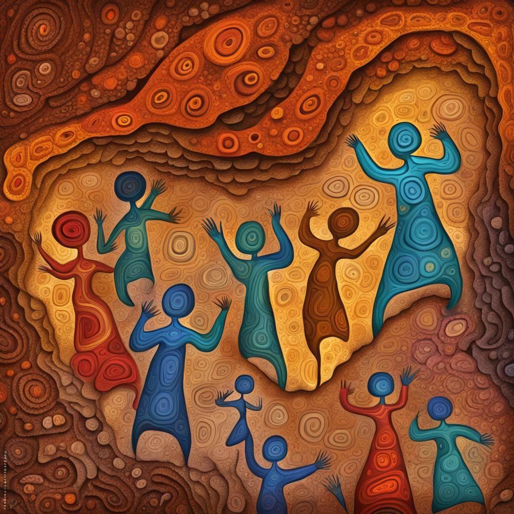 Aboriginal Cave Drawings Come to Life as Impasto Painting