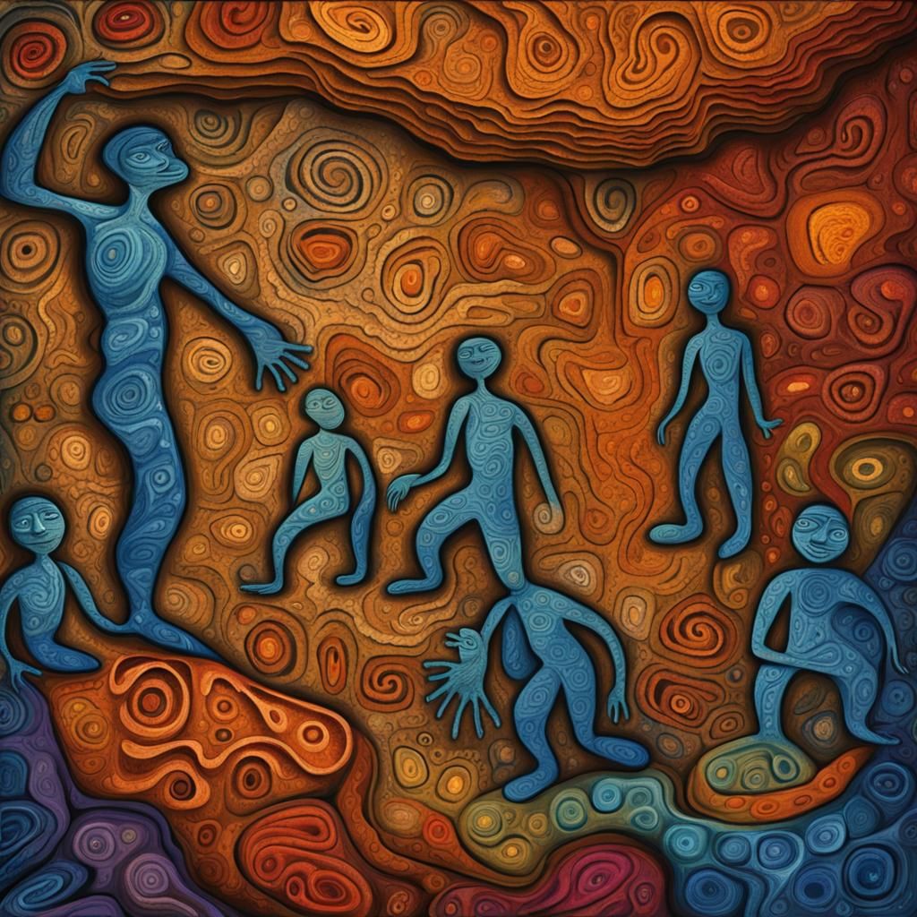 Aboriginal Cave Drawings Come to Life as Impasto Painting