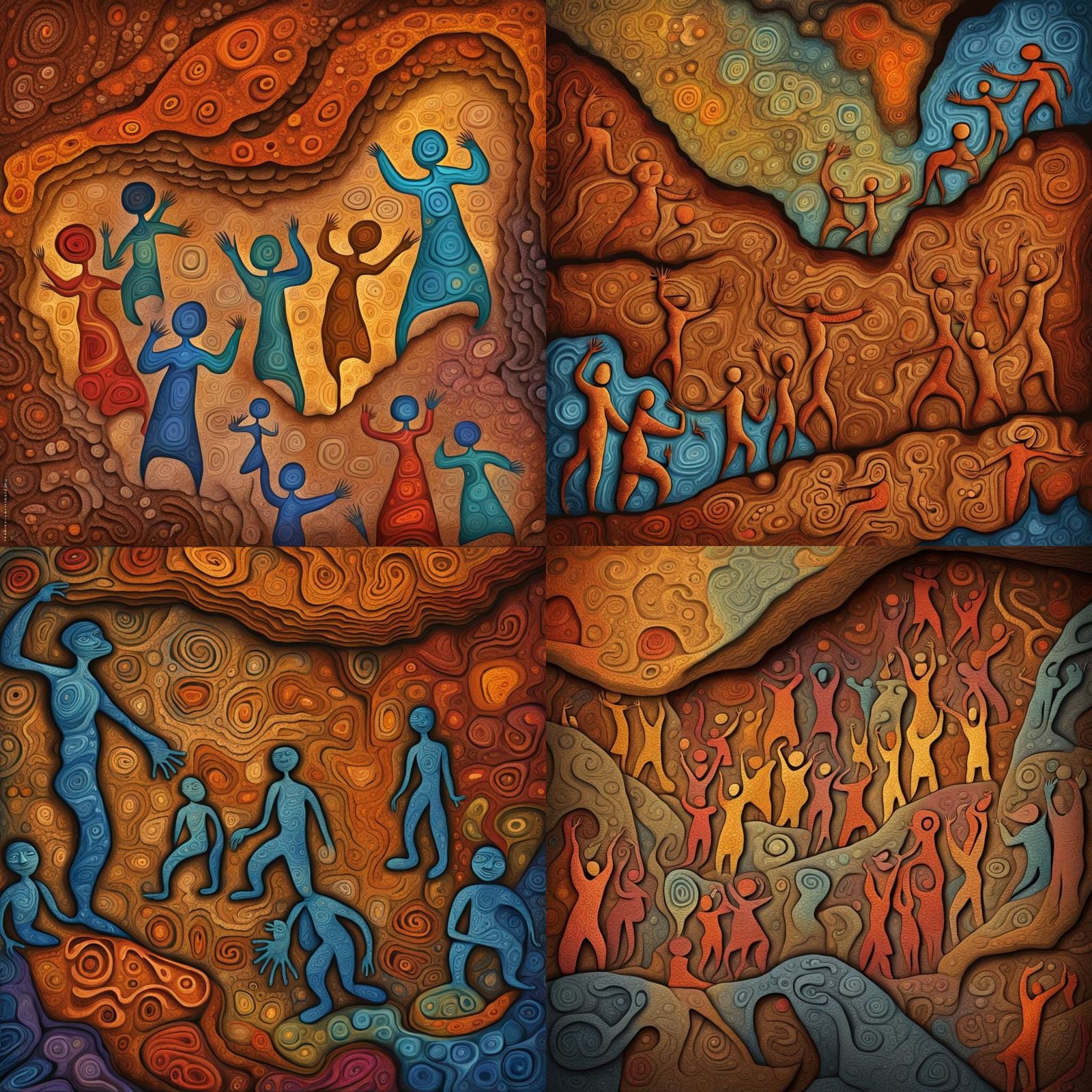Aboriginal Cave Drawings Coming to Life as Impasto Painting