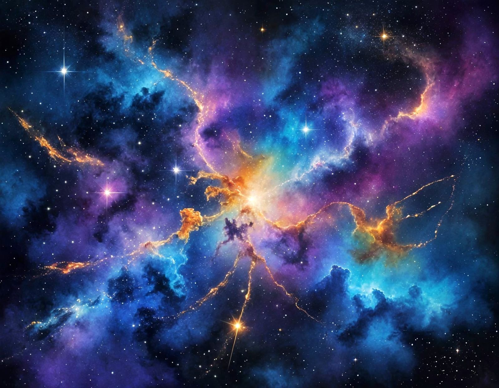 Majestic Purple Nebula in Watercolor