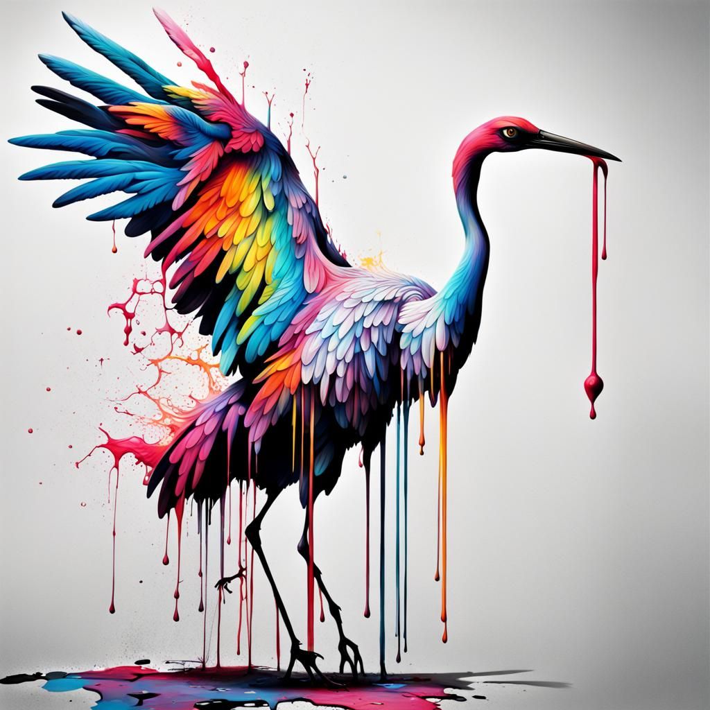 Colorful Crane Graffiti Art in Ultra Quality