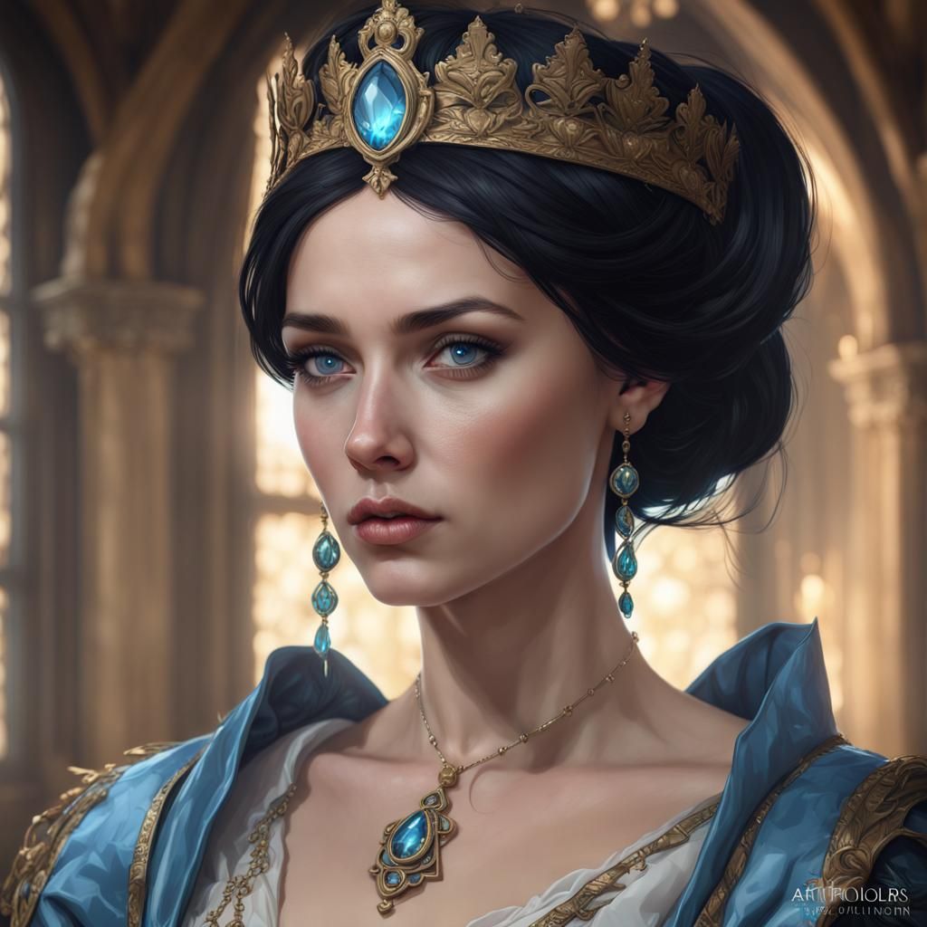 Tudor Queen Portrait in Art Nouveau Style