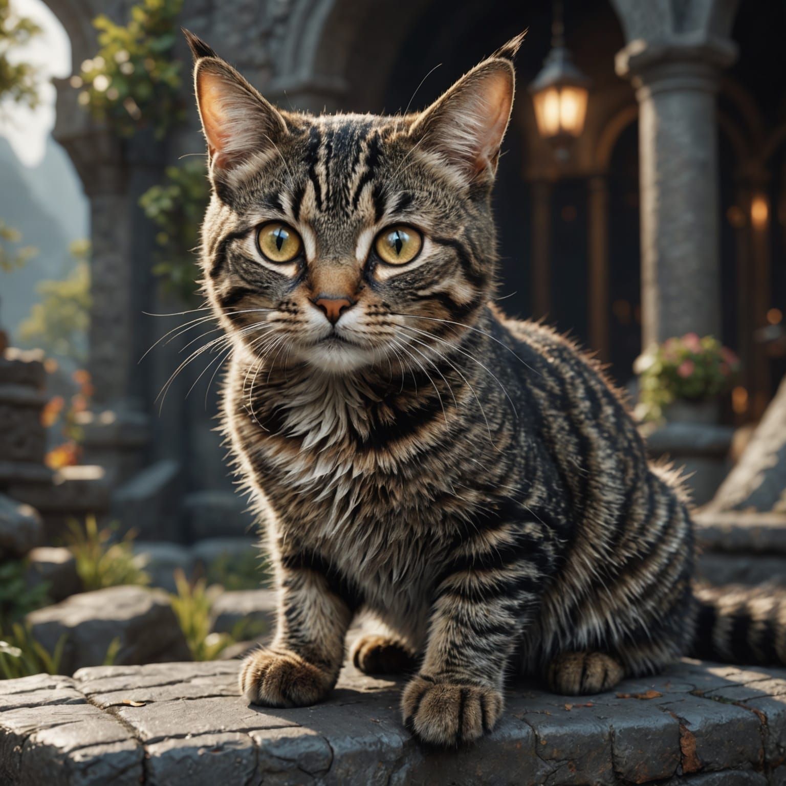 Detailed Matte Painting of a Tabby Cat