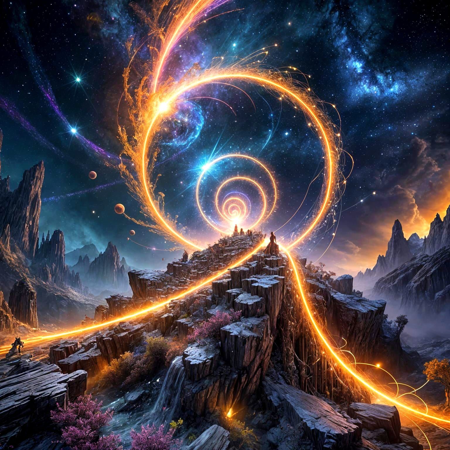 Ethereal Cosmic Loom Weaves Reality in Celestial Space