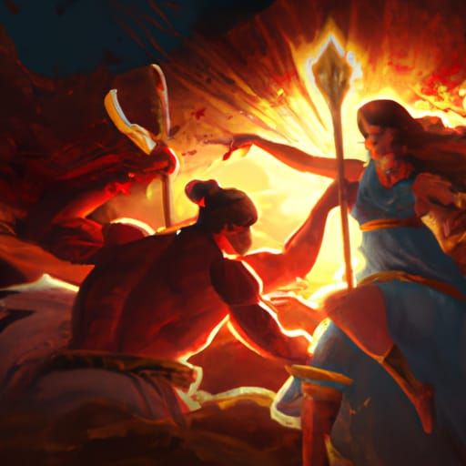 Aphrodite and Ares Discovery: Dynamic Gouache Art