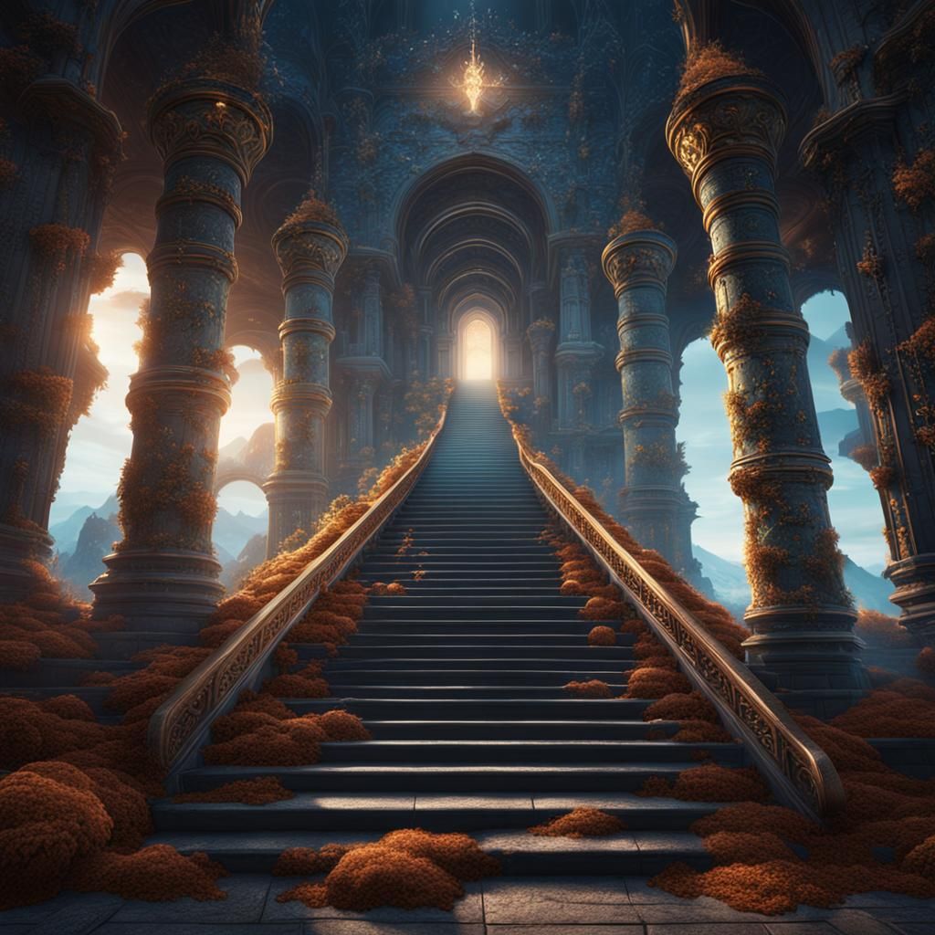 Fantastical Stairway to Heaven: Detailed Matte Painting