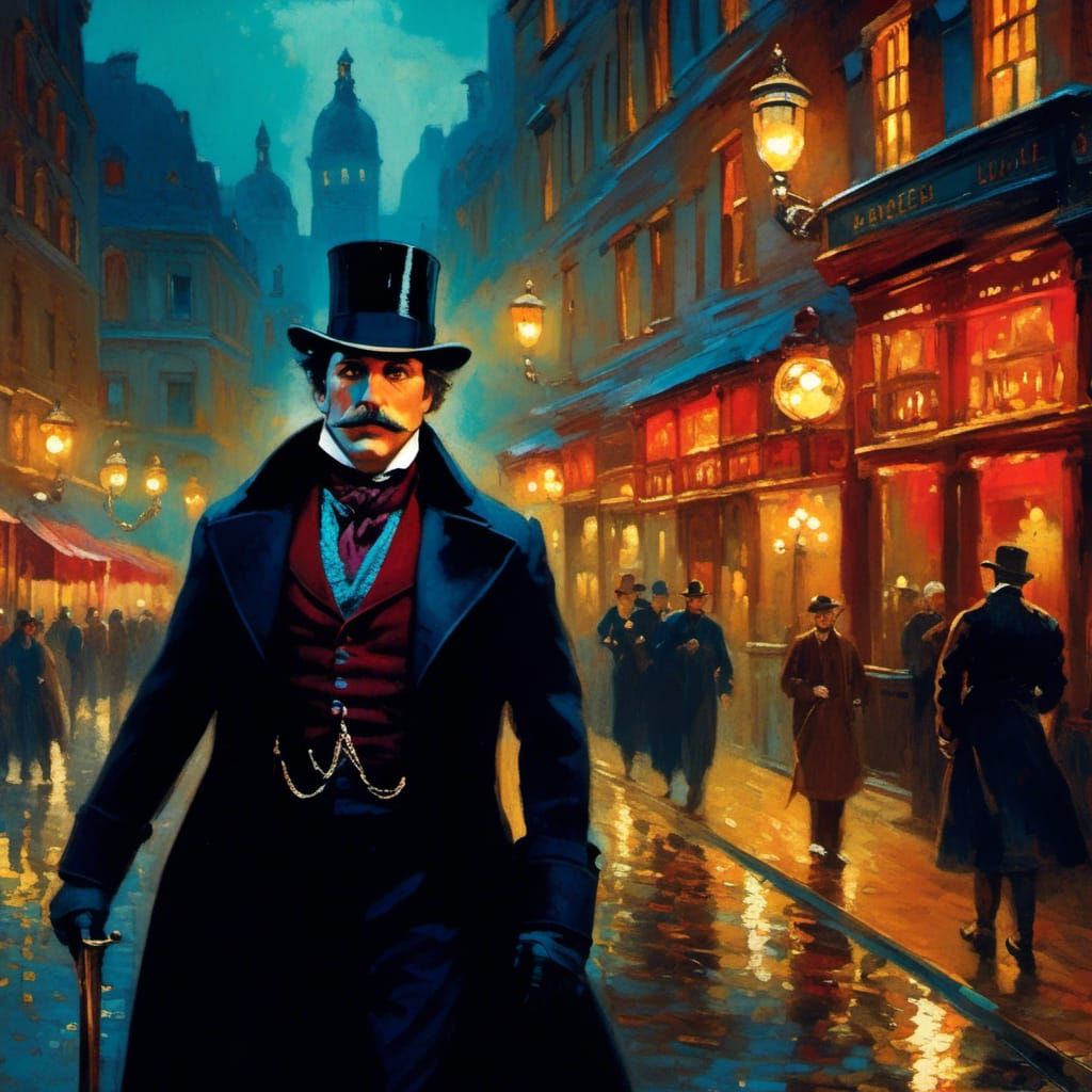 Victorian London Graphic Novel Illustration in Vibrant Style