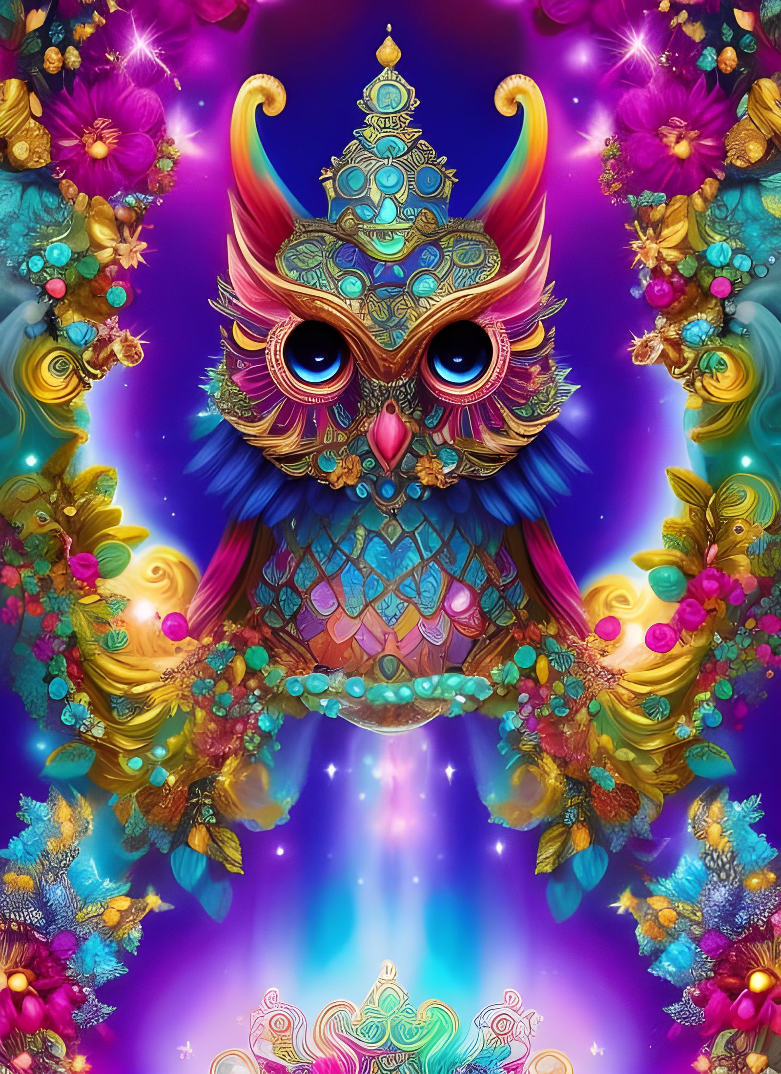 Ornate Colorful Owl
