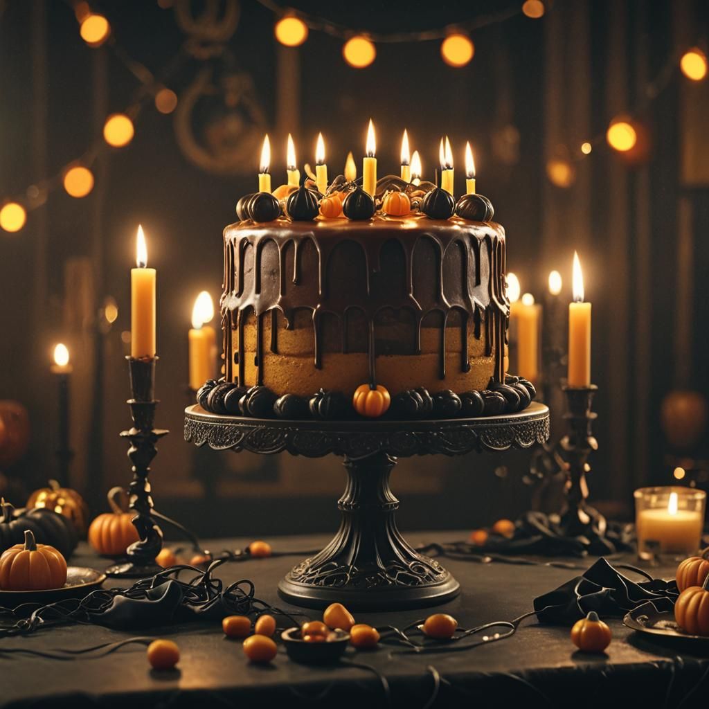 Halloween Marzipan Cake in Film Noir Style