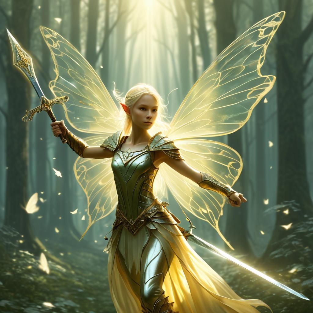 Pixie Warrior Concept Art in Ethereal Style